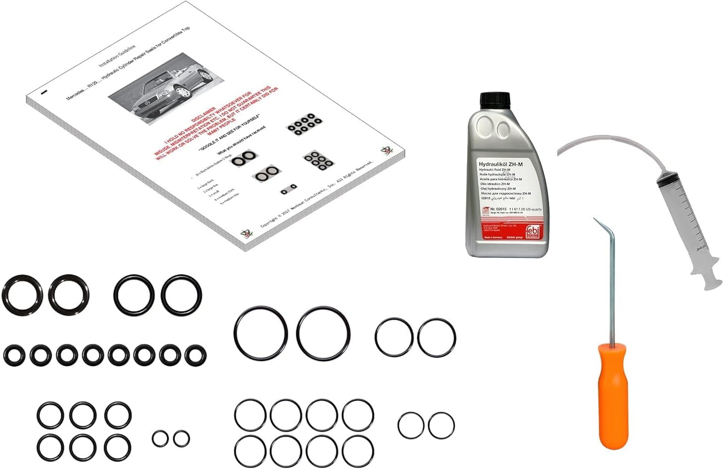 Hydraulic Cylinder Repair Kit for Convertible & More Compatible With 94-02 Mercedes SL500...R129