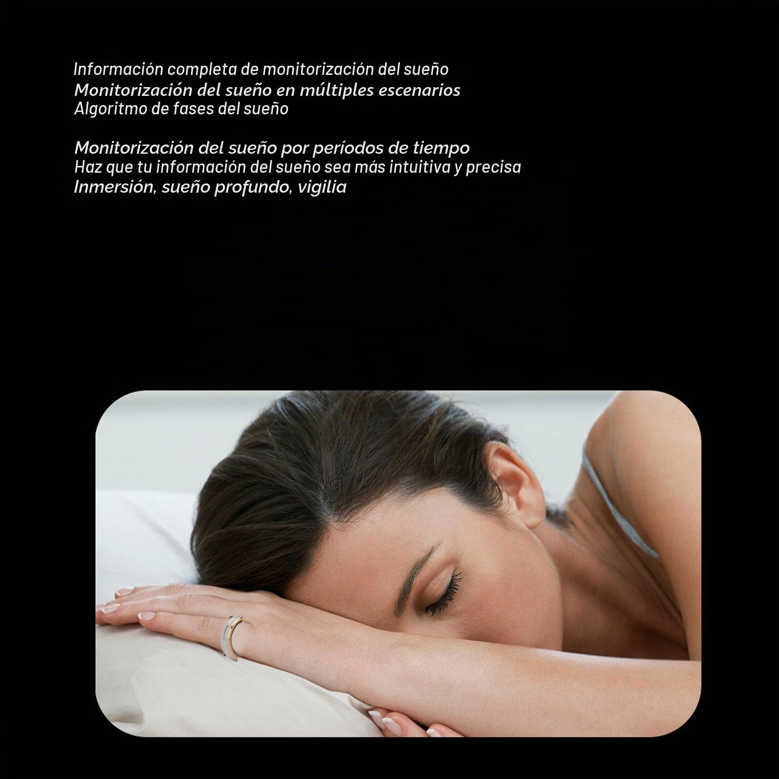 Tbest Anillo Inteligente con Aplicación, Smart Ring Fitness Tracker Cerámica Acero Inoxidable Monitoreo del Sueño Control de Cámara IP68 Anillo de Salud Inteligente a Prueba de Agua