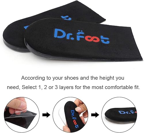 Vista 14 de Dr.Foot Insertos ortopédicos ajustables para levantamiento de talón, plantilla de aumento de altura para discrepancias de longitud de piernas, Beige