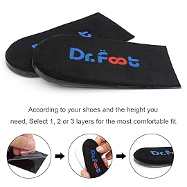 Dr. Foot\'s Adjustable Orthopedic Heel Lift Inserts, Height Increase Insole for Leg Length Discrepancies, Heel Spurs, Heel Pain, Sports Injuries, and Achilles tendonitis (Black, 2 Layers)