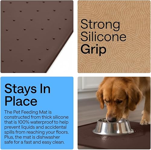 Miniatura 91 de GORILLA GRIP - Tapete de silicona 100% impermeable con bordes elevados sin BPA para mascotas, tapetes para alimentos de perros y gatos que contienen