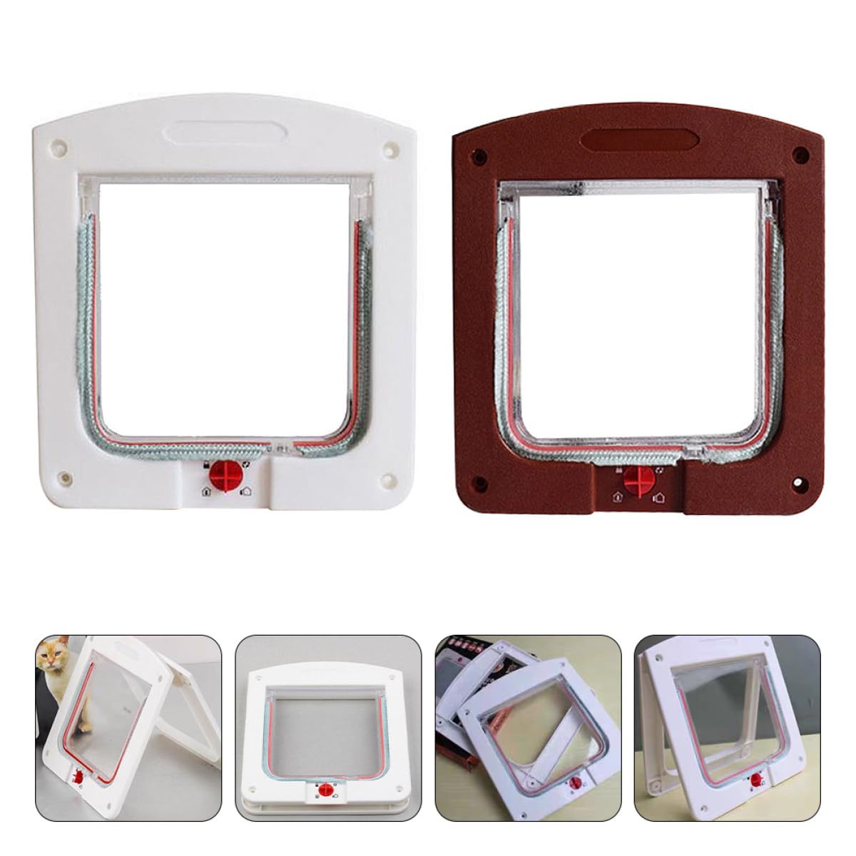 Totority Chatière pour Chat et Petit Chien 2pcs Facile à Installer en Abs et Acrylique Résistante à l'usure Contrôle D'ouverture et Fermeture Pratique