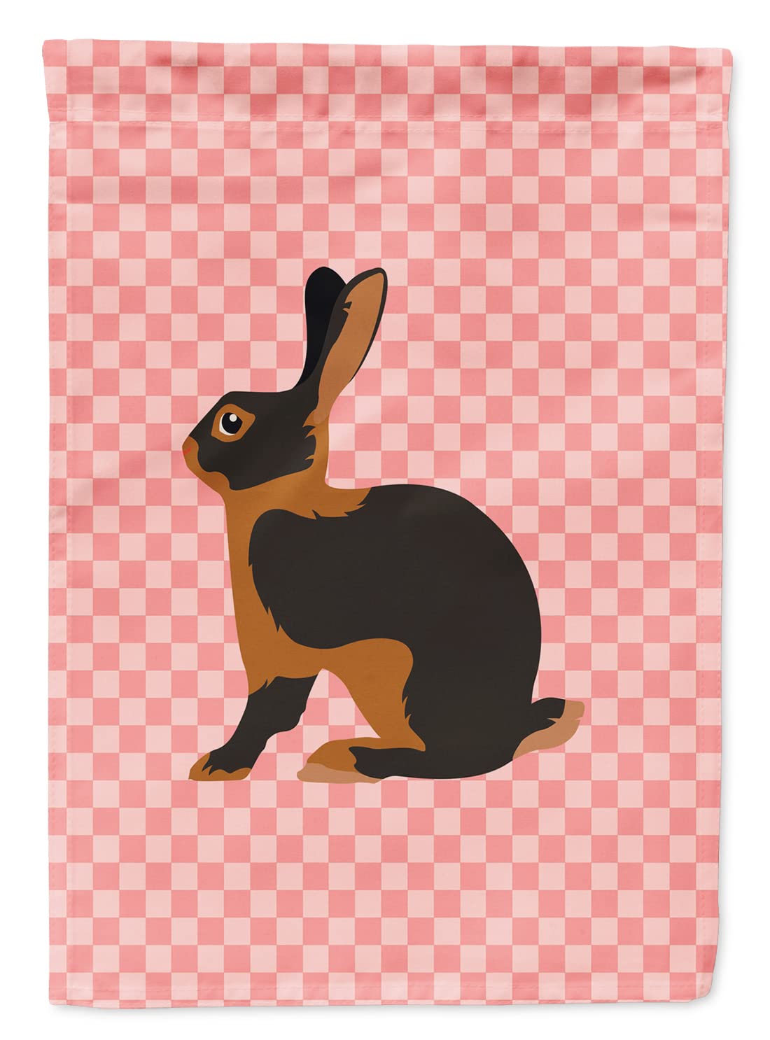 Caroline's Treasures BB7963GF Tan Rabbit Pink Check Flag Garden Size , Small, multicolor