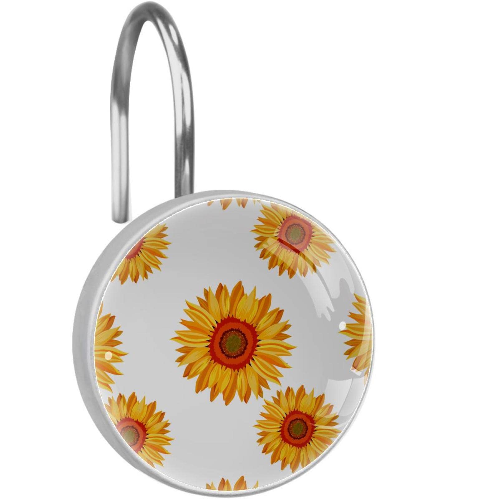 Crochets de rideau de douche tournesol pour illuminer et décorer votre salle de bain fleurie