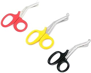 3 PCS (Black & RED & Yellow) Paramedic Utility Bandage Trauma EMT EMS Shears Scissors 5.5 INCH Stainless Steel (PC Brand)