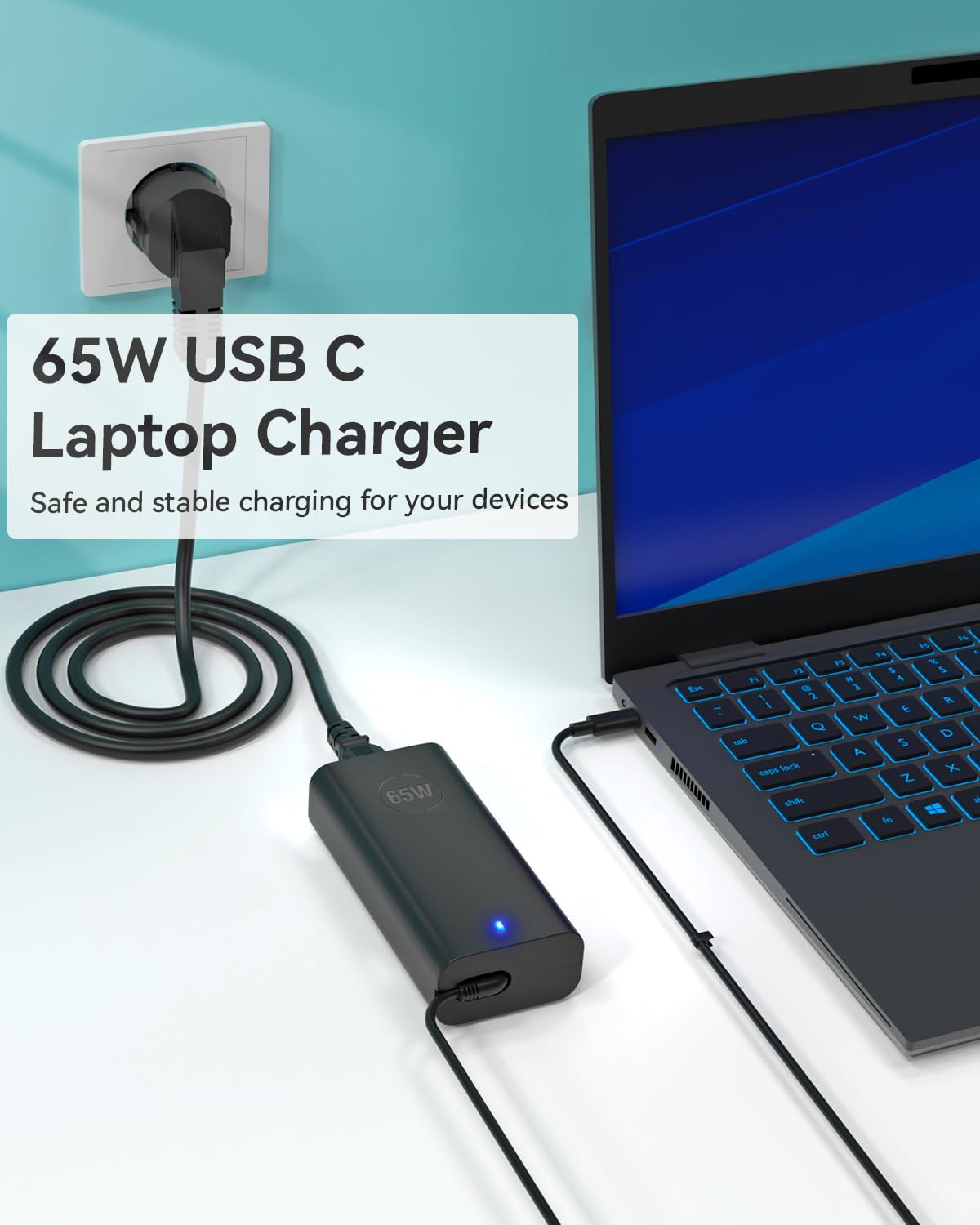 Alimentatore USB C 65W Per Dell E Altri PC - Compatibile Con Latitude, XPS, Lenovo, MacBook - Foto 10