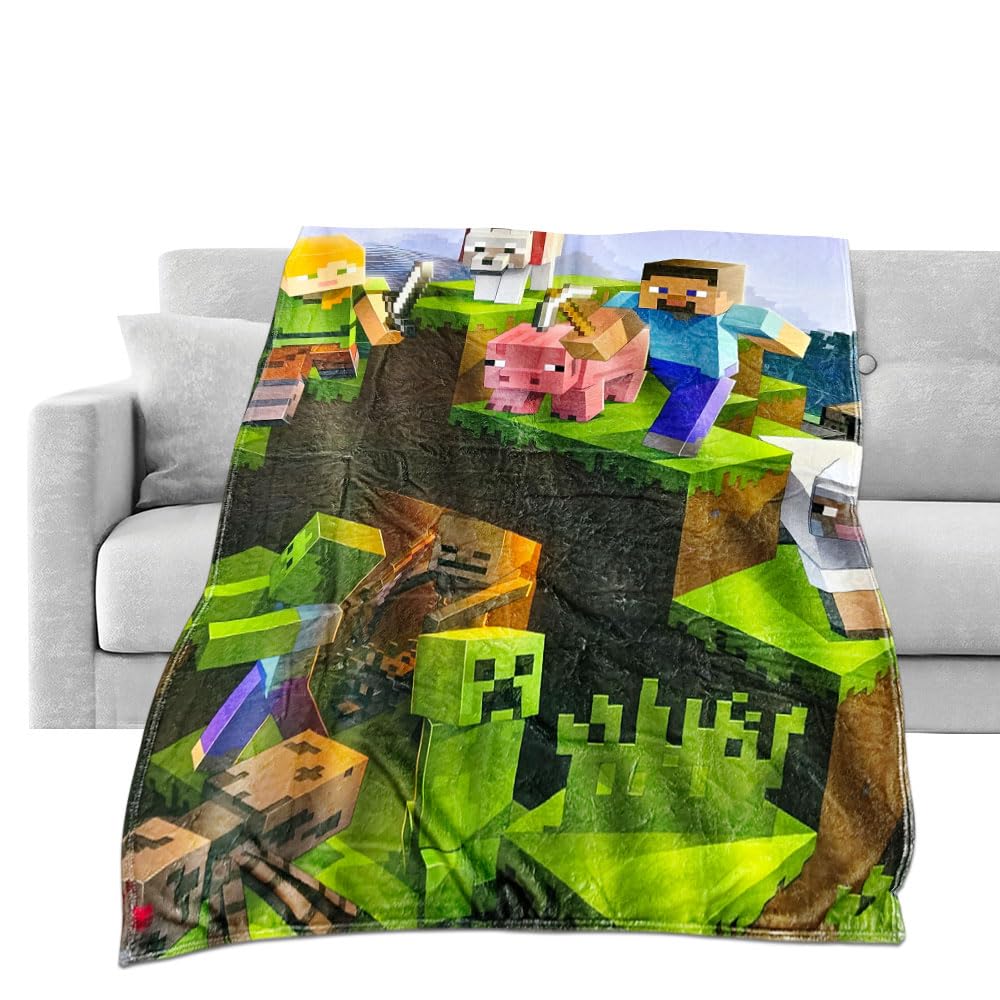 YEIUZPT Cartoon Blanket Throw, Game Flannel Blanket for Kids Cartoon Throw Bed Fluffy Cozy Soft Warm Coral Plush Blankets Lightweight Sofa Blankets Travel All Season for Kids (100x150CM)
