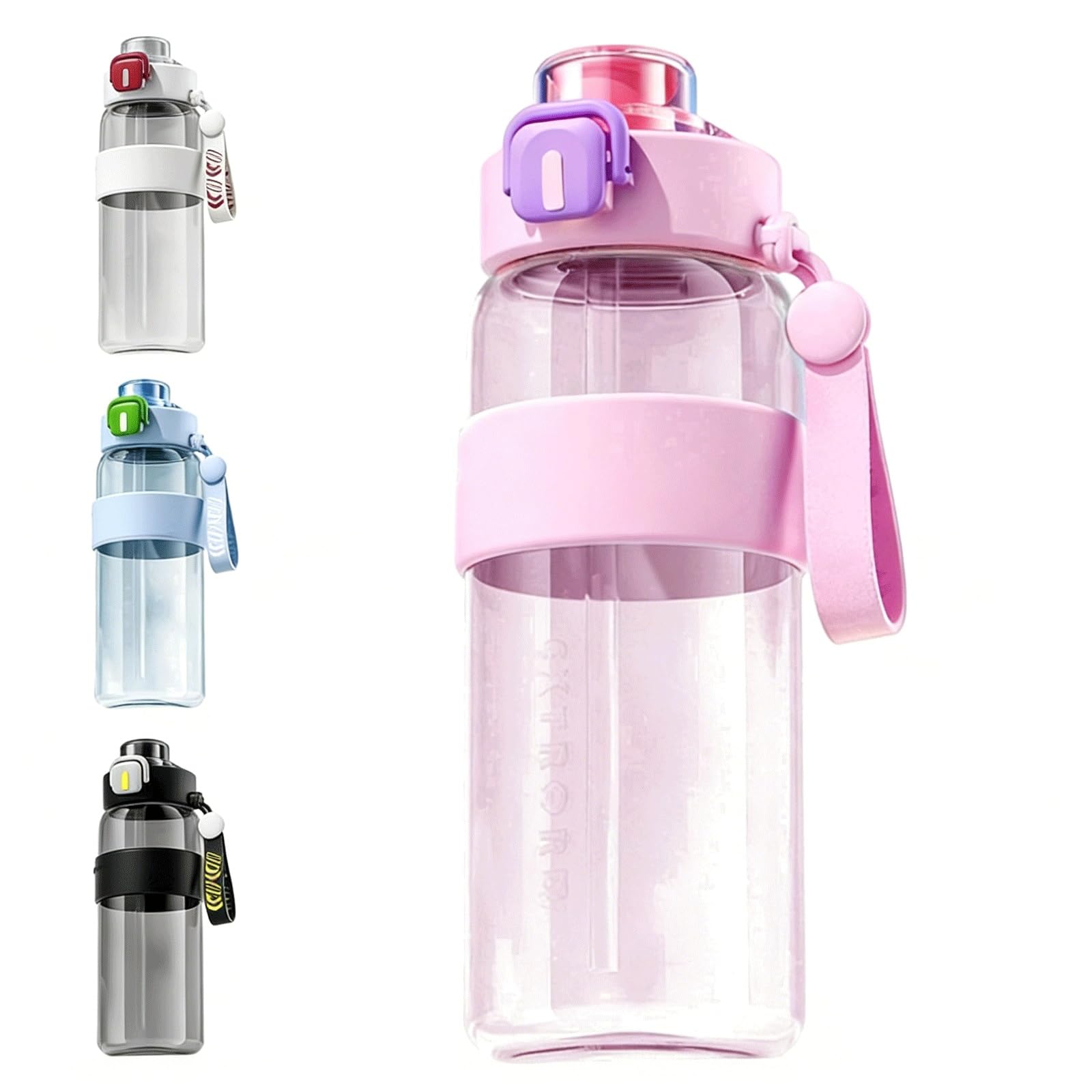LLiuvcc 27oz Leakproof Sports Water Bottle With Straw And Spout Lid, BPA Free Reusable Water Bottle For Gym Hiking School Travel(Pink)