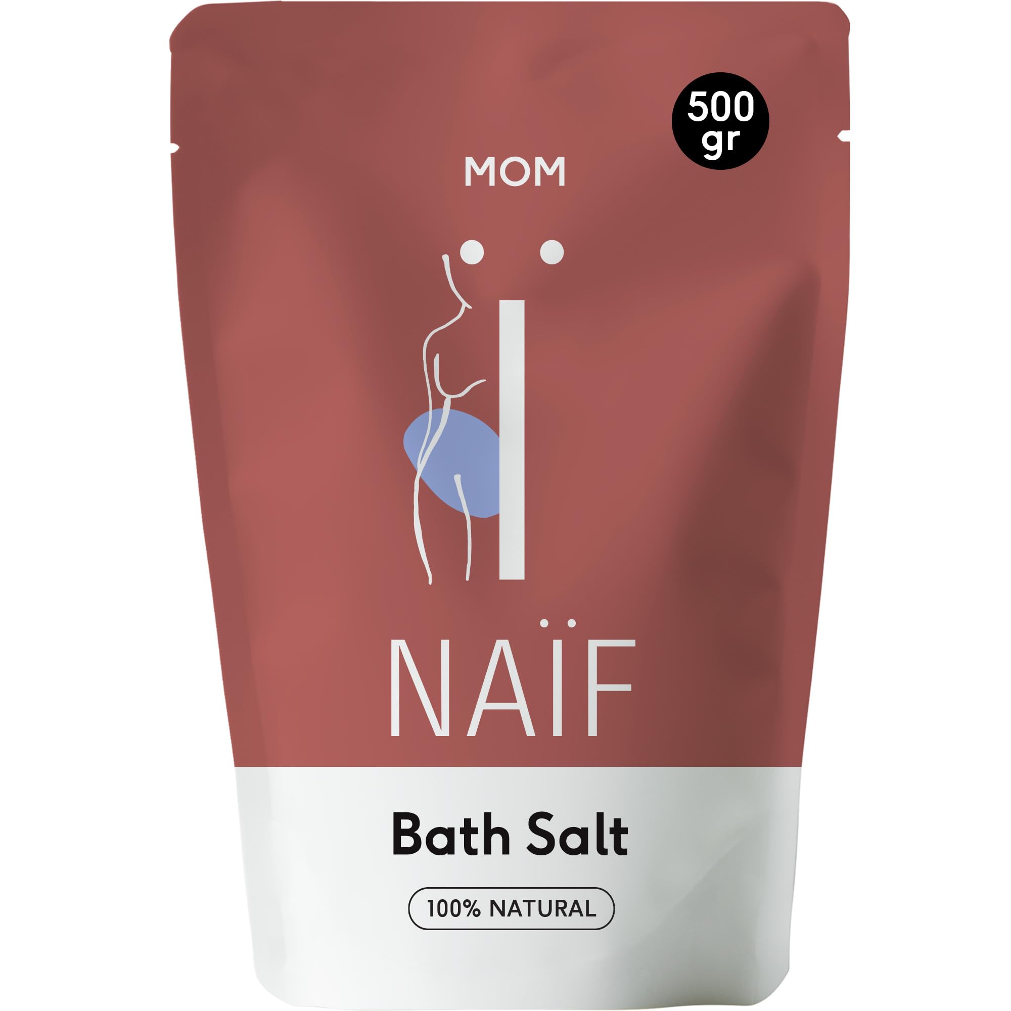Naïf - Sel de bain au magnésium - Soulage les douleurs et les crampes - Détente musculaire - Sel de magnésium pour le bain - Sel de bain - 500 g