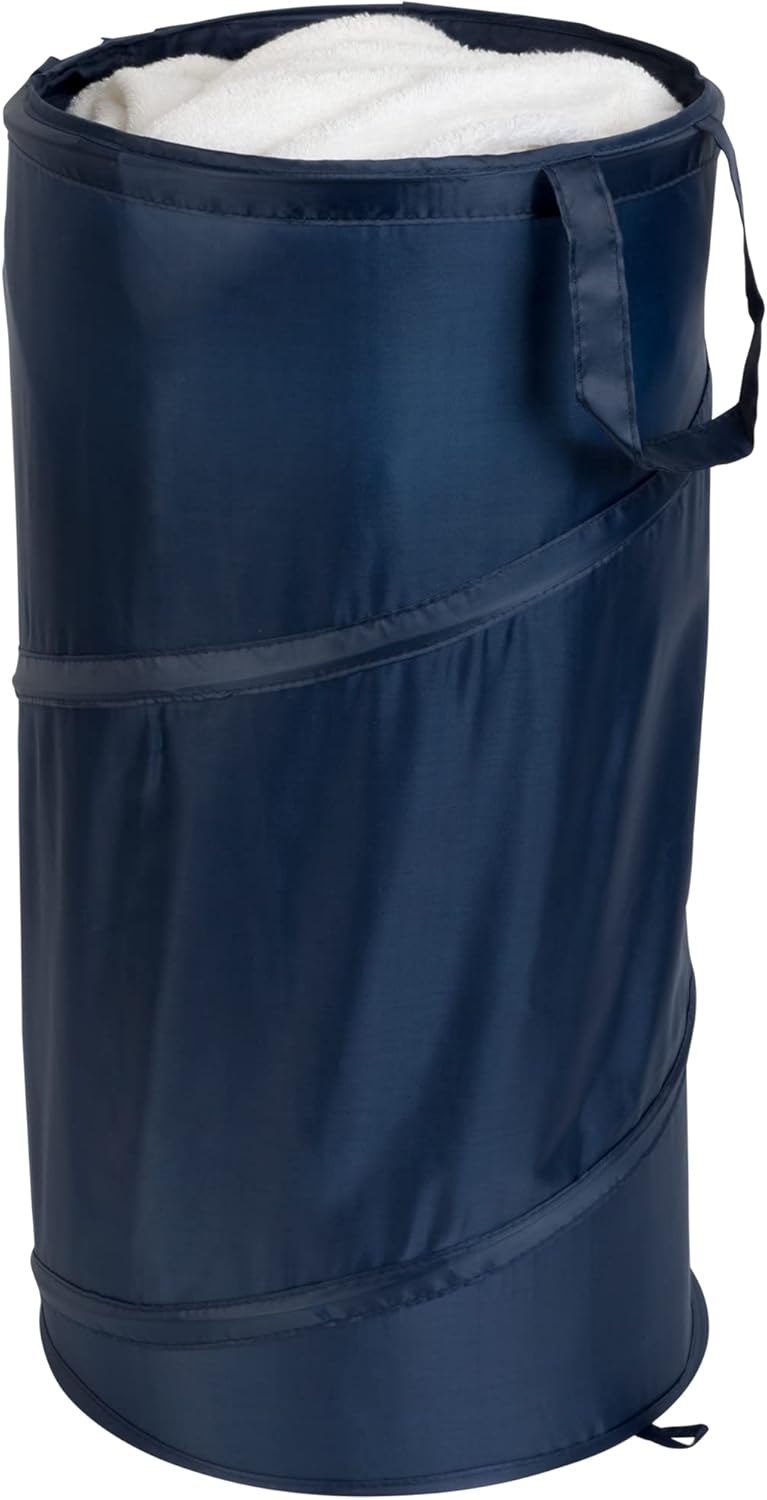Smart Design Pop Up Slim Spiral Laundry Hamper Bag Polyester Collapsible Design
