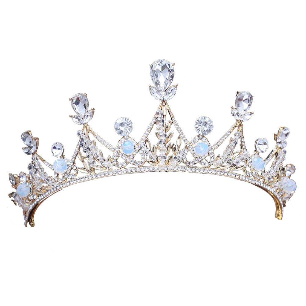 Tiara, stop strasu, biżuteria na głowę, dla panny młodej, ze złota, prosta, modna, na wesele, wesele, ozdoba do włosów, opaska na czoło w stylu vintage, prezent