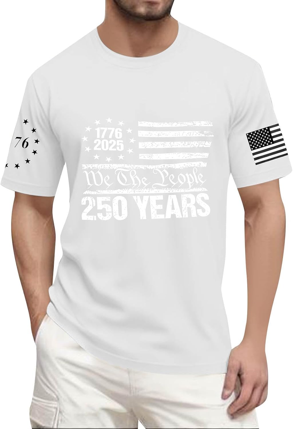 250 Anniversary USA Shirt Mens Tshirts Shirts Short Sleeve T Shirt Crewneck Tops Patriotic 1776-2026 Basic Tee