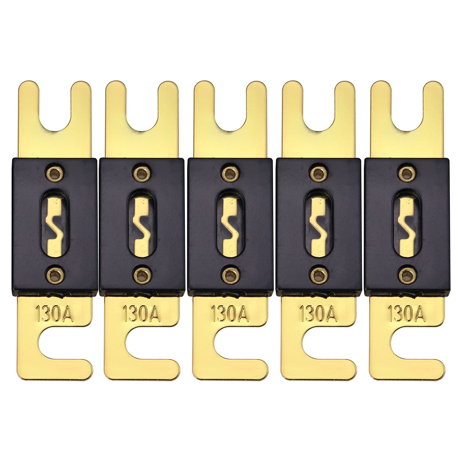 Bumbesti 130A ANL Blade Fuse Gold Plated ANL Fuse 130Amp Used for inverters and car Audio and Other high Current Applications 5 Pack