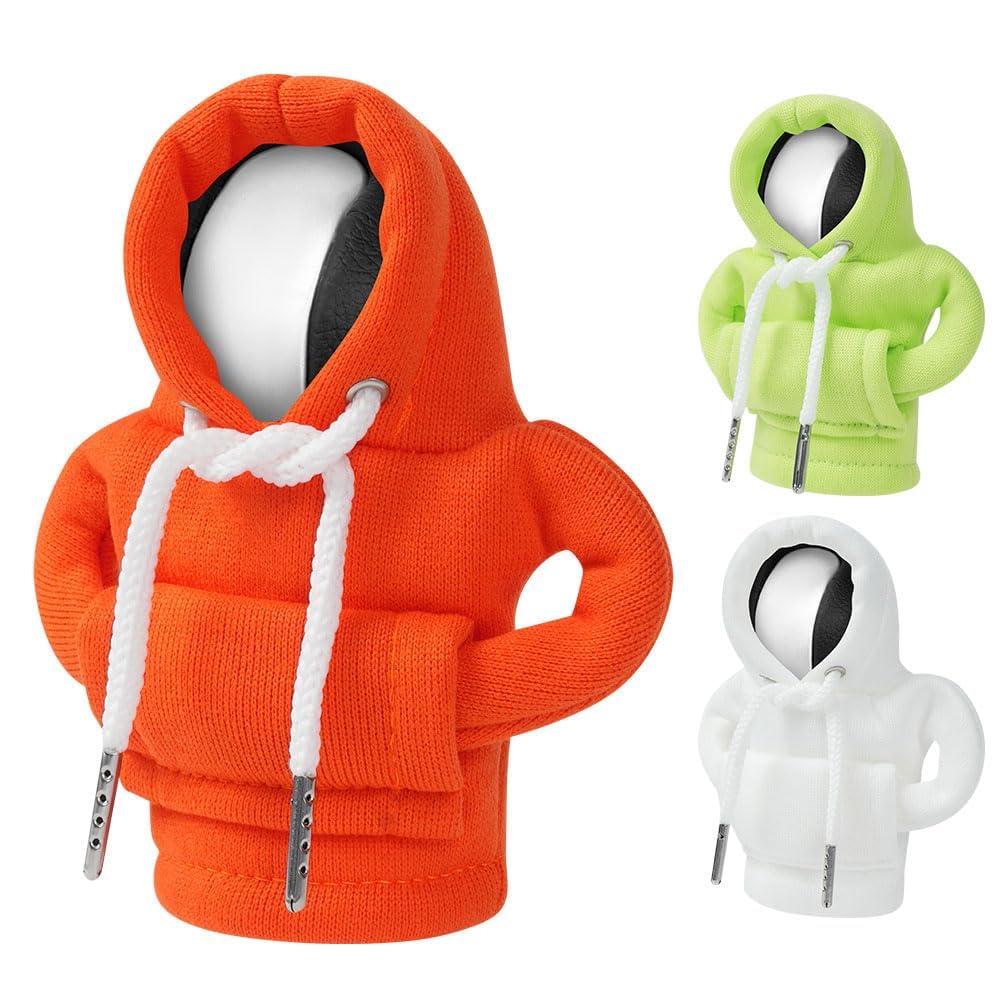 Gear Stick Hoodie, 3pcs Car Gear Shift Knob Cover, Creative Gearstick Lever Hoodie, Universal Gear Shifter Knobs Sweatshirt for Gearshift, 4.7 Inch Car Gear Handle Cover Car Interior Hoodie A