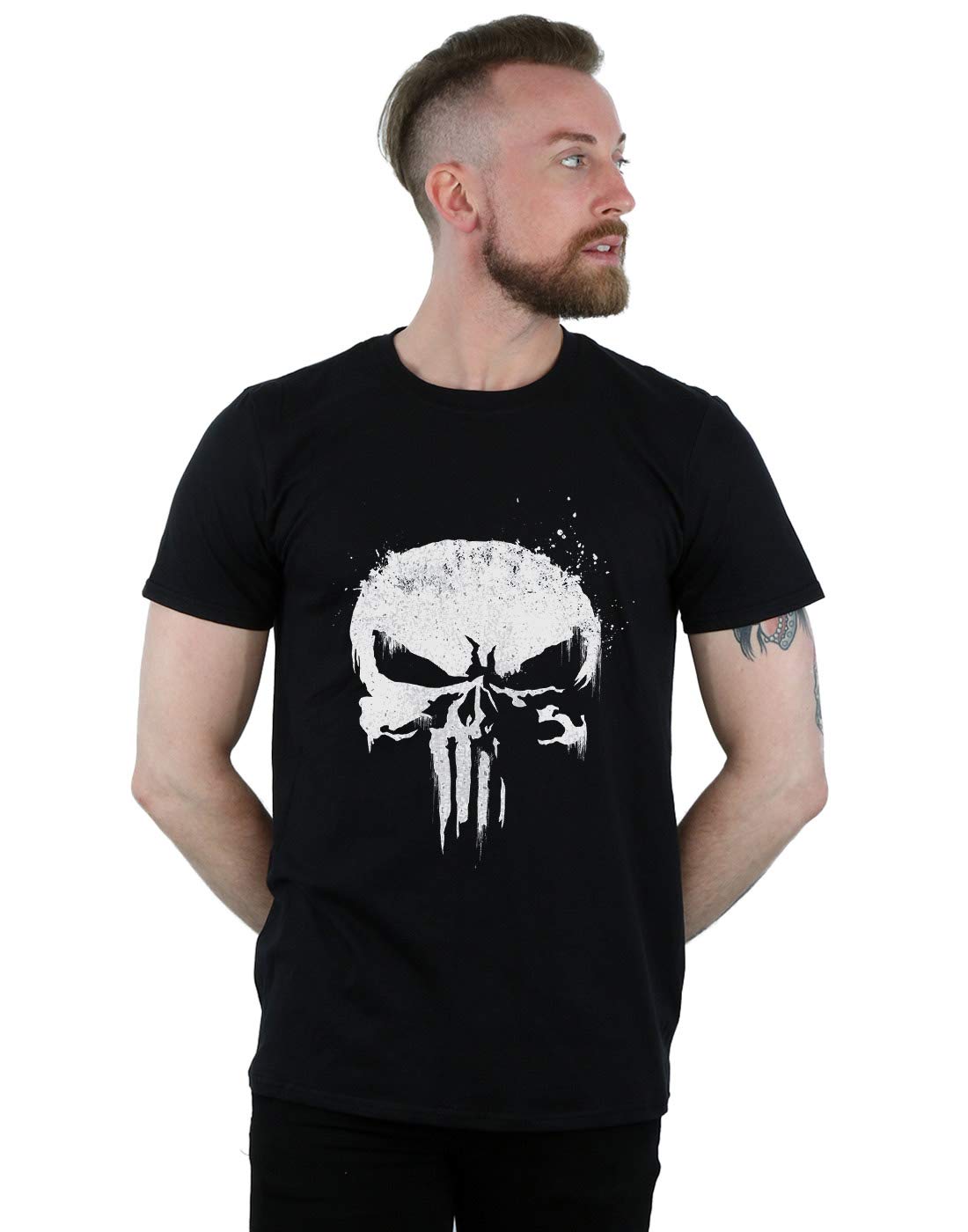 Marvel Men's The Punisher TV Skull Logo T-Shirt Black XXX-Large