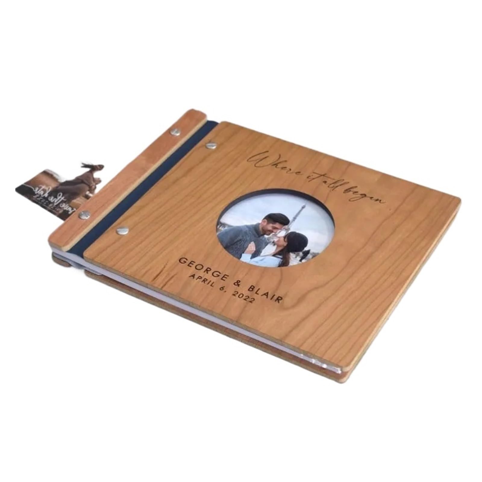 Libro Firmas Boda Álbum de Recuerdos Aniversario Madera