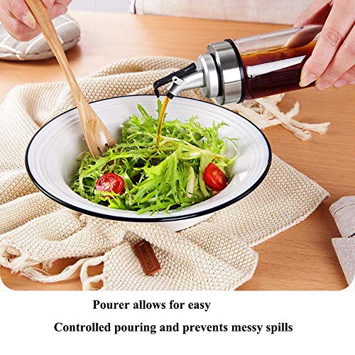 Olive Oil Dispenser Bottle - 2 Pack Of 17 Oz. Big Olive Oil Dispenser Cruet Stainless Steel Pour Spout,Glass Cooking Oil Vinegar Measuring Dispenser Set For Kitchen And Bbq #TOP1