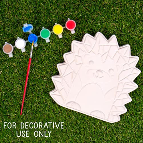 Image of Creative Roots Mosaic Hedgehog Stepping Stone, Includes 7-Inch Ceramic Stone & 6 Vibrant Paints, DIY Garden Stepping Stone Kit for Kids Ages 6+
