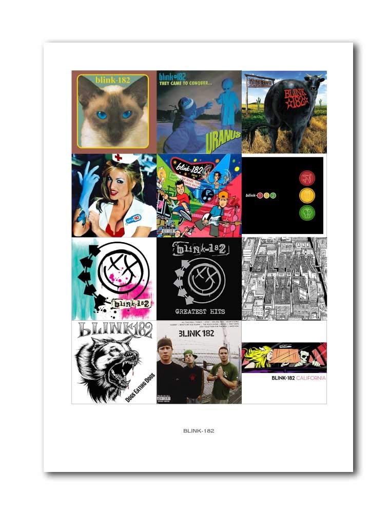 Libretto Designs BLINK-182 Vinyl Albums Art Print - A3 mini poster