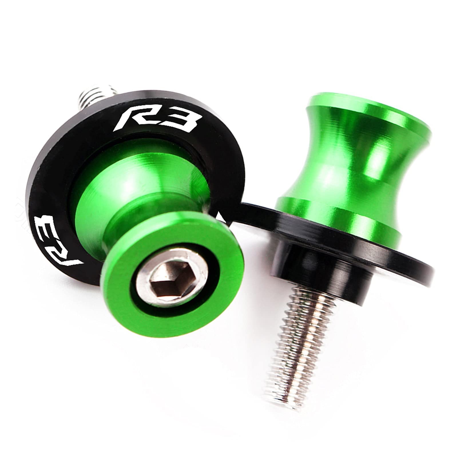Paddock support bobines 6mm pour bras oscillant Yamaha YZF R3 2015-2017 Vert