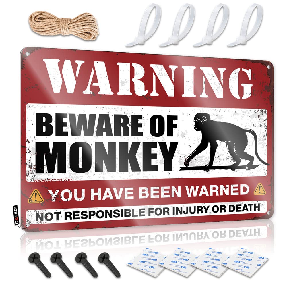 Stuff For Boys Room Beware Of Monkey Sign Man Cave Funny Signs Man Cave Signs For Men(30X40CM)