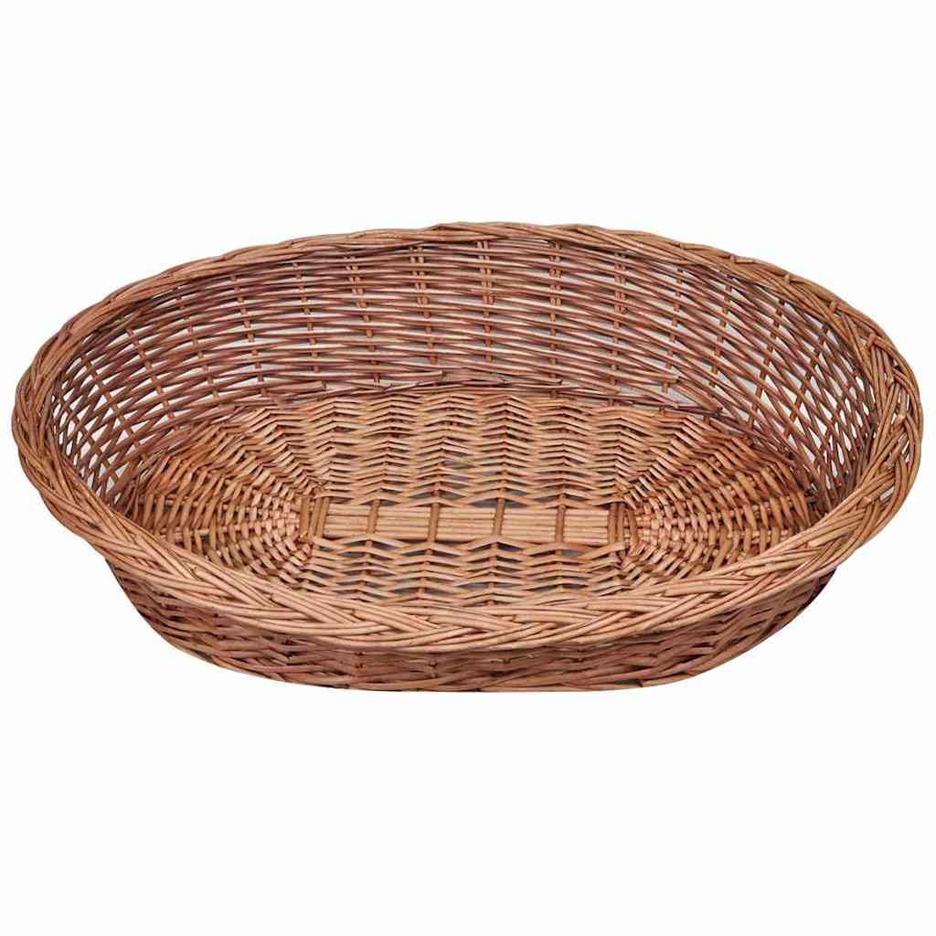 Cuccia per cani in vimini naturale, 90 cm, design classico in vimini per cani e gatti, robusta e leggera, per interni ed esterni