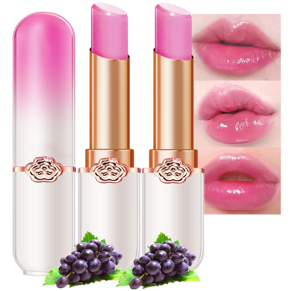 evpct 2Pcs Grape Tinted Lip Balms PH Lip Color Changing