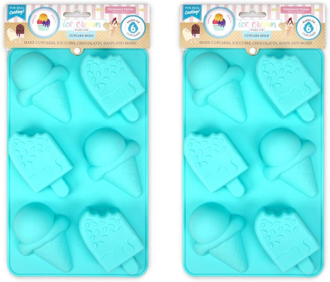Handstand Kitchen Ice Cream Parlor Silicone Cone and Pop Shaped Cupcake Mold 2-Pack