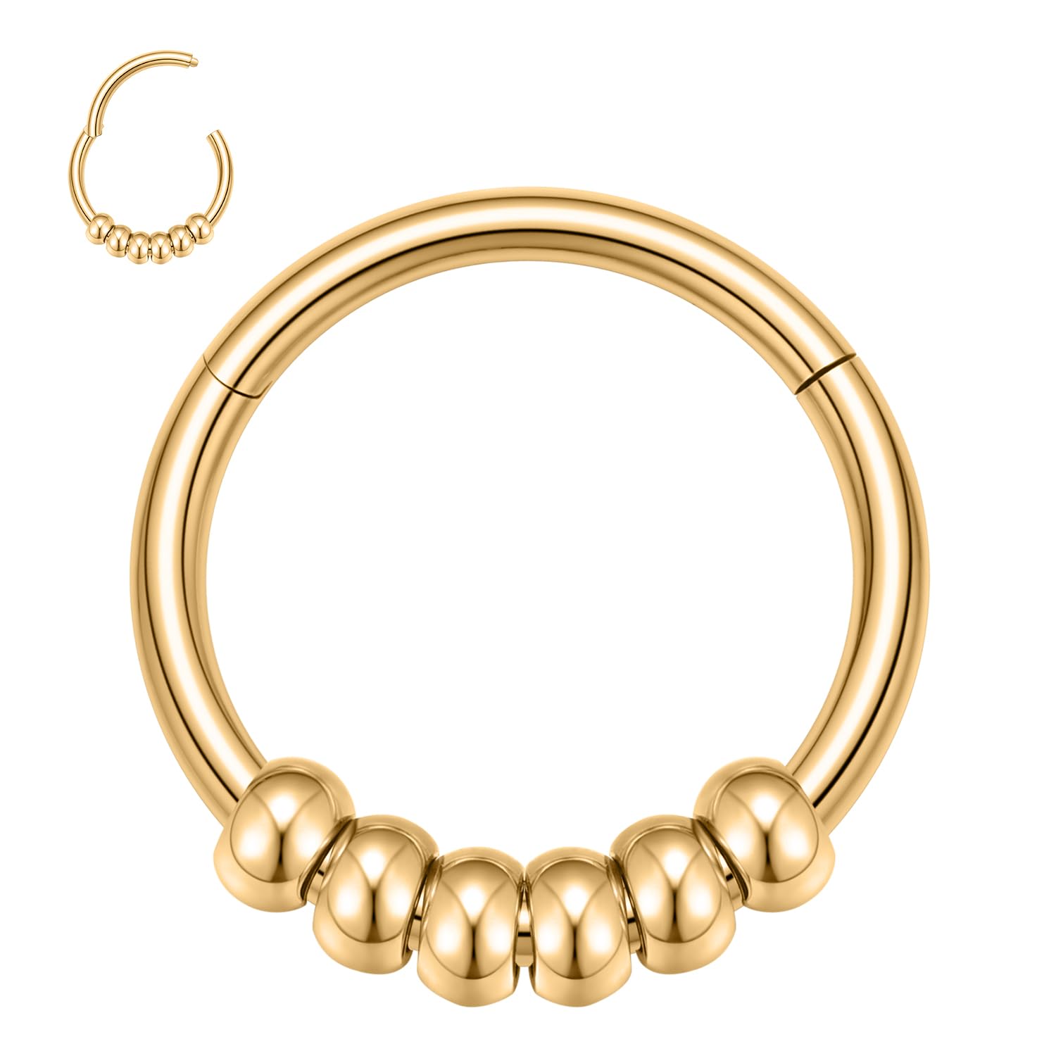 hengkaixuan 16G Septum Nose Rings Hoop Daith Earrings Surgical Steel Septum Clicker Ring Hirned Segment Seamless Clicker Ring Conch Hoop Ring Unisex Earrings Hoop Daith Piercing Jewellery — view 7