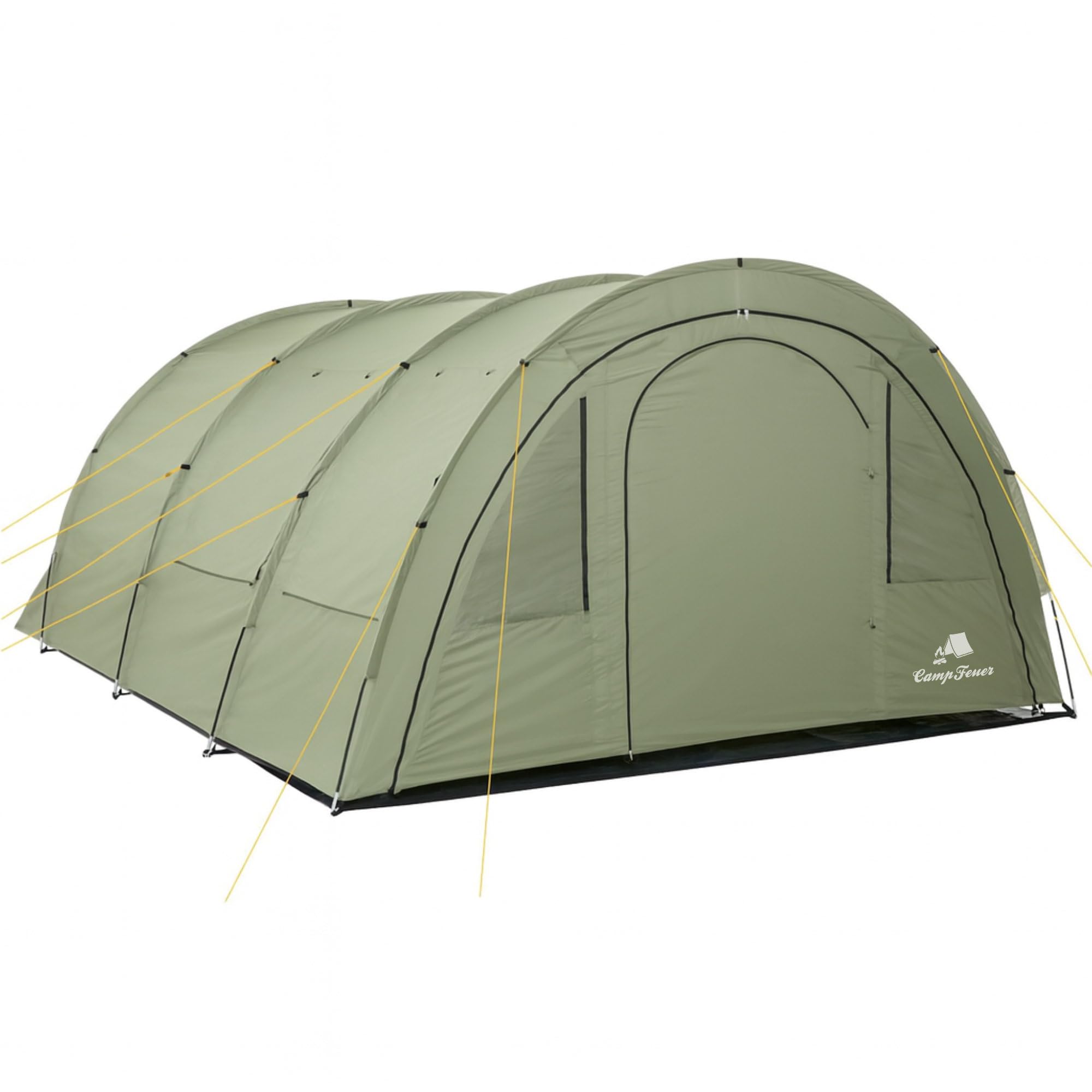 CampFeuer Tenda a tunnel tenda multipla per 4 persone | enorme vestibolo, 5000 mm di colonna d'acqua | con telo e parete anteriore regolabile | tenda da campeggio tenda familiare