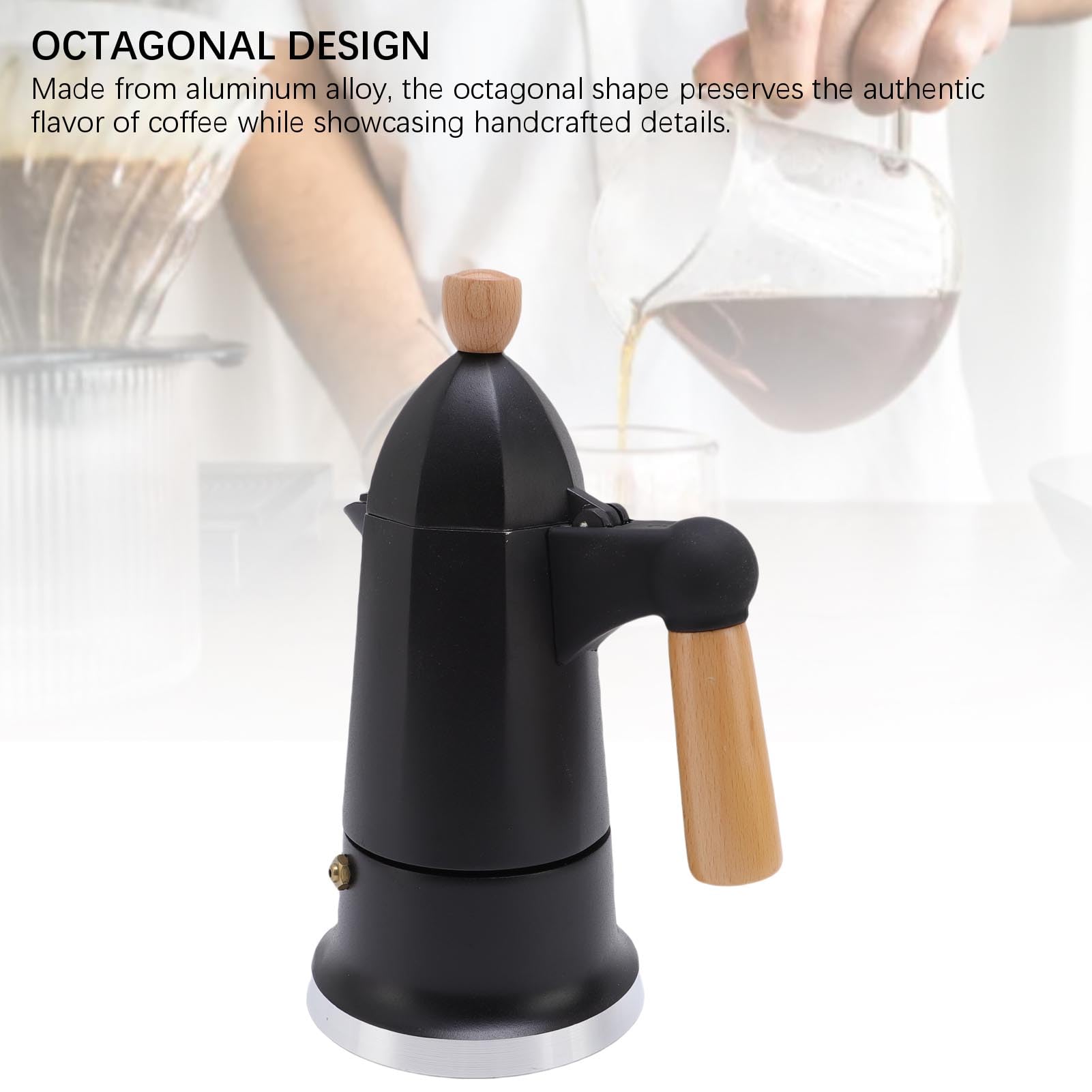 3 Tazze di Pentola di Mokas Counco, Percolatori in Lega Singola in Alluminio Produttore di caffè per Uso di Campeggio per Uso Domestico per L'uso di Campeggio Domestico (BLACK)