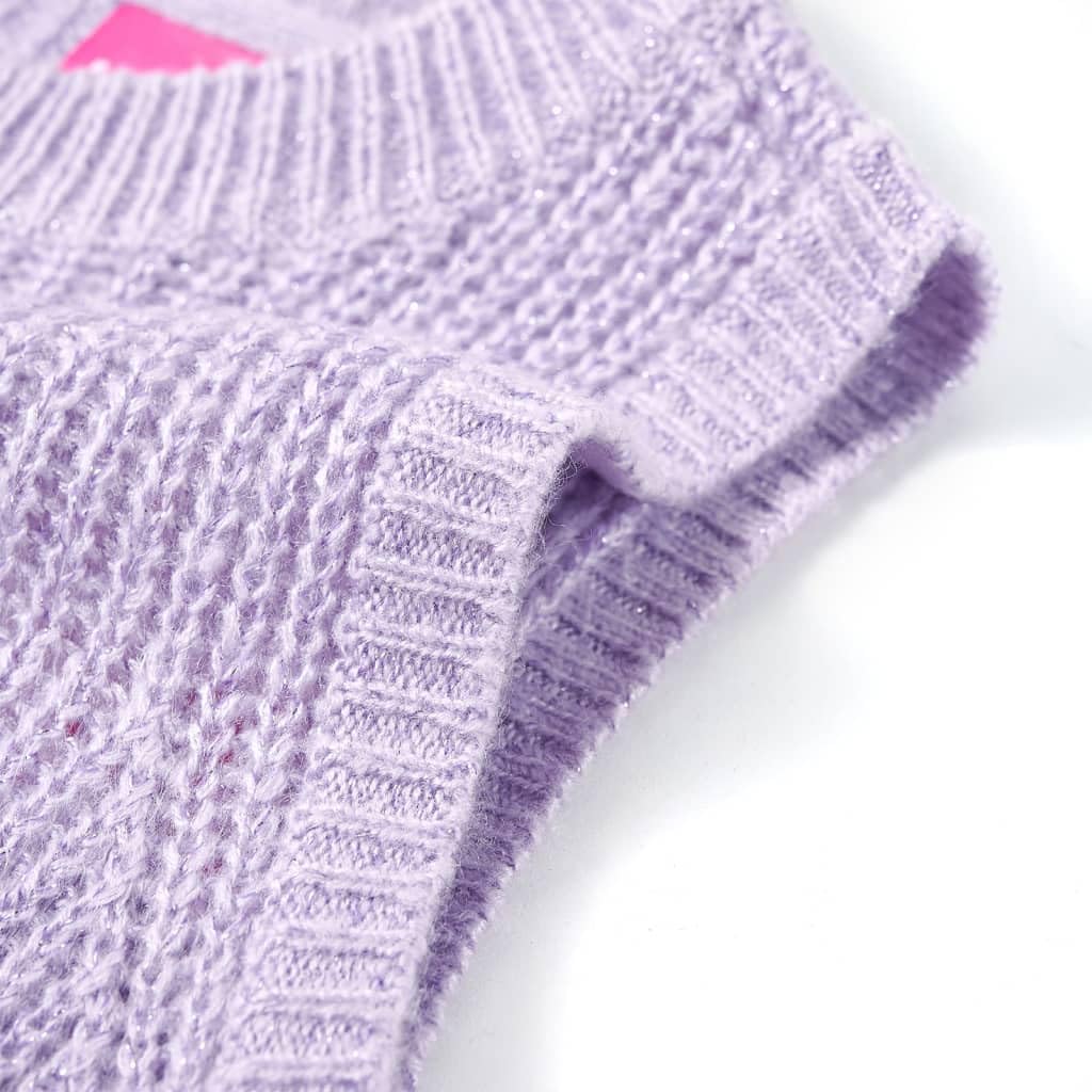 Chaleco de punto para niños de color lila claro 92, material de viscosa acrílico suave, cuello redondo, lavable a máquina, cálido y cómodo para niñas y niños, uso diario