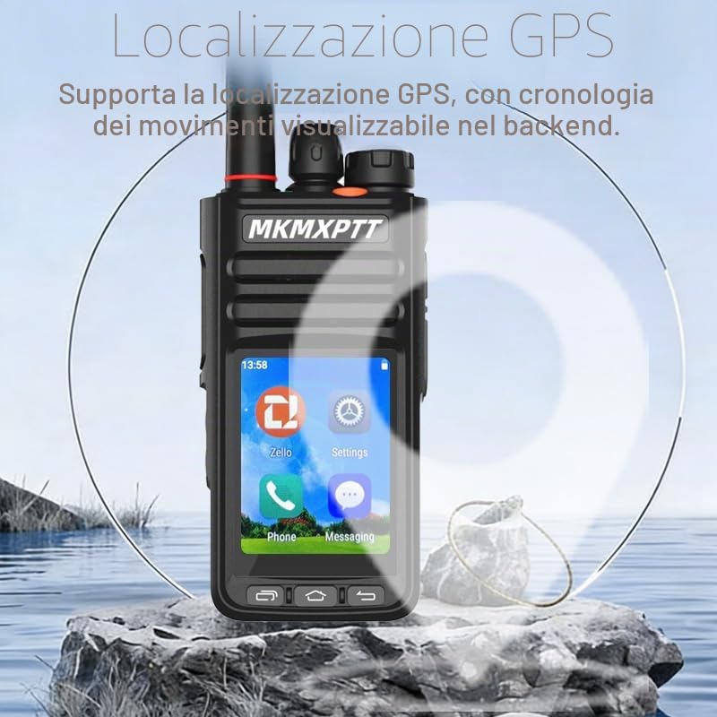 walkie-talkie globale HD, touchscreen TFT da 6,1 cm, Android 9.0, WLAN, Bluetooth, GPS, supporto 2G/3G/4G