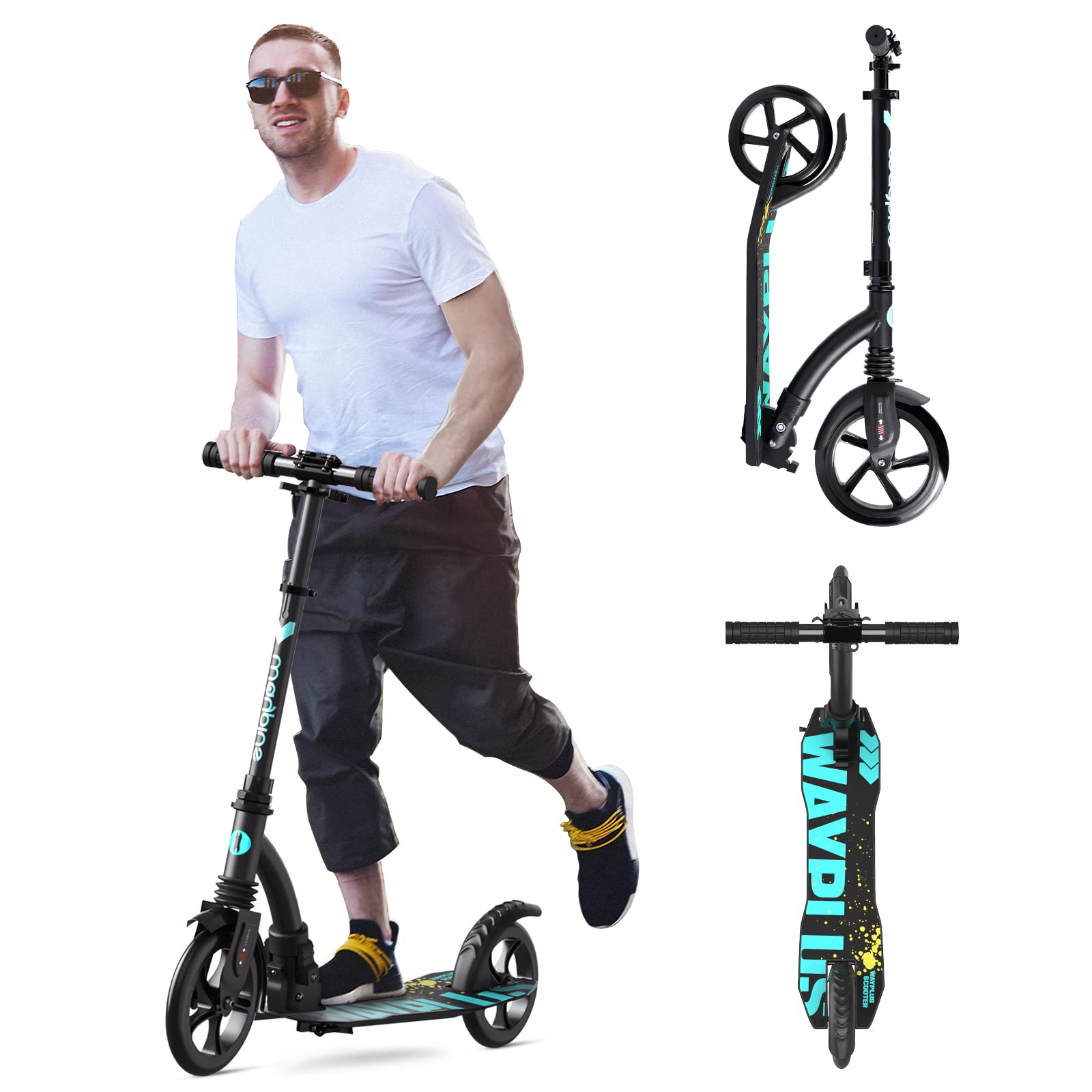 WAYPLUS Kick Scooter for Ages 6+,Kid, Teens & Adults. Max Load 240 LBS
