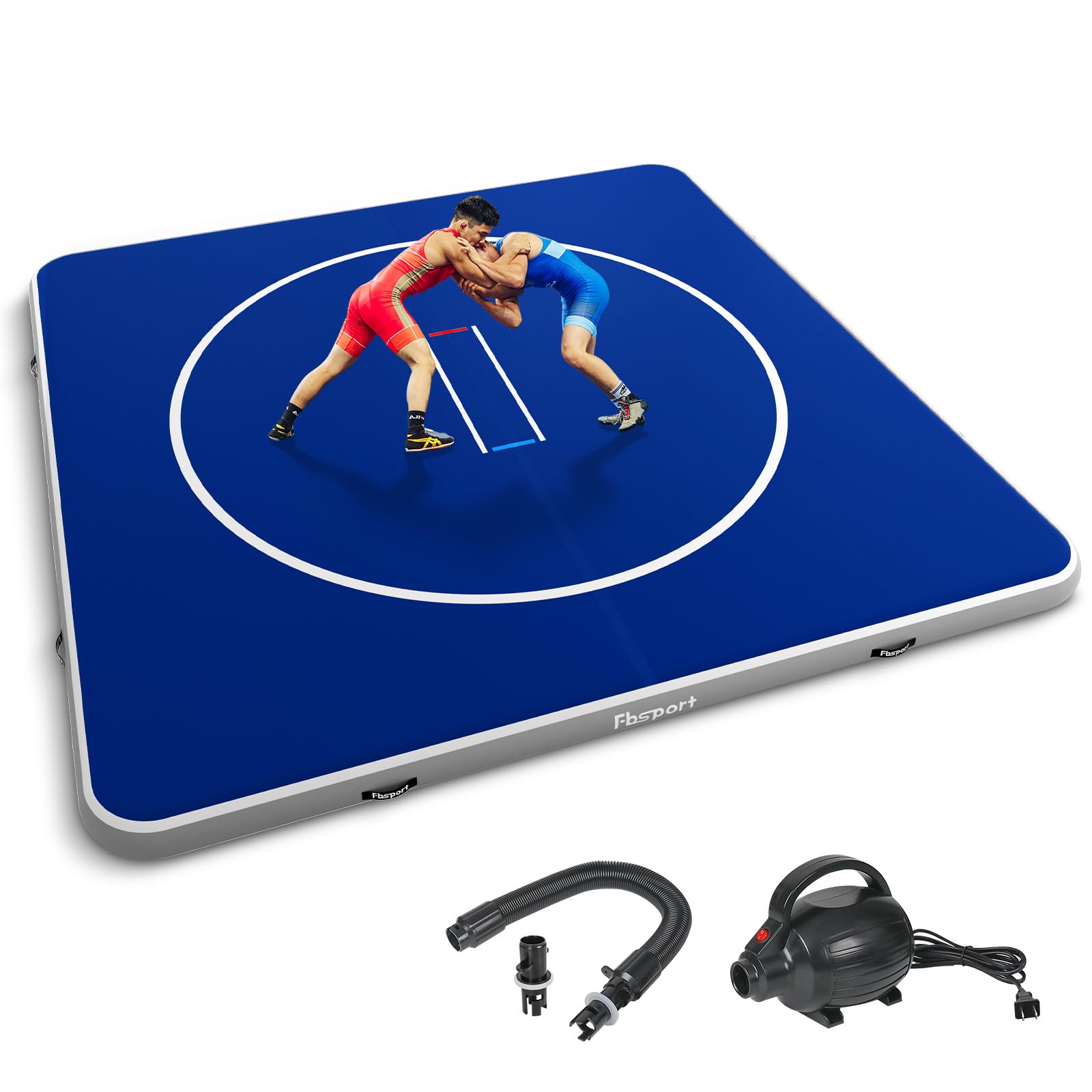 FBSPORT Inflatable Wrestling Mat, Outdoor and Indoor PVC Jiu Jitsu Mats, Gymnastics Training Mat Foldable Home Mat for BJJ, MMA, Martial Art, Boxing, Grappling and Judo