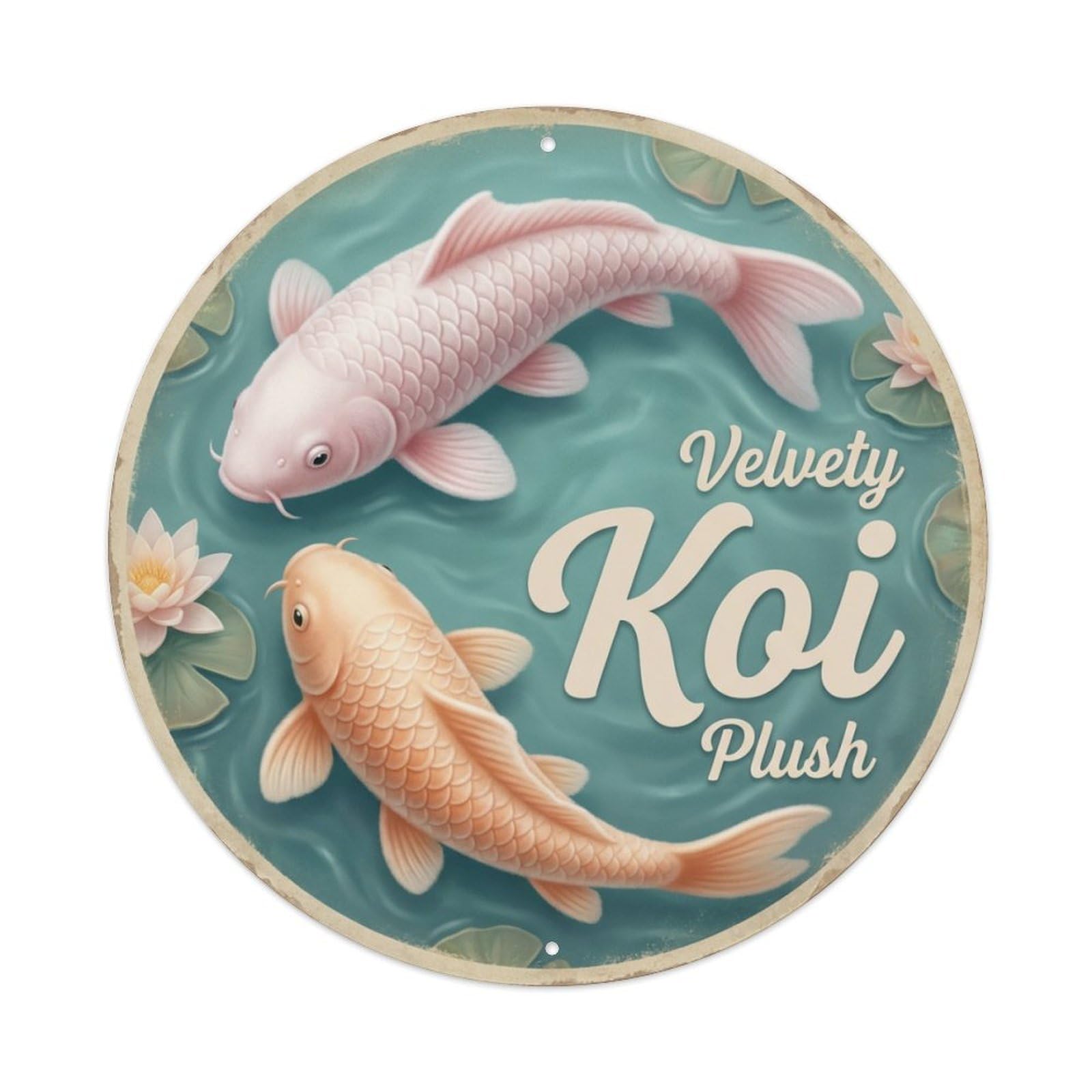Koi Fish Velvety Plush Soft Waters Smooth Luxurious Gentle Metal Tin Sign