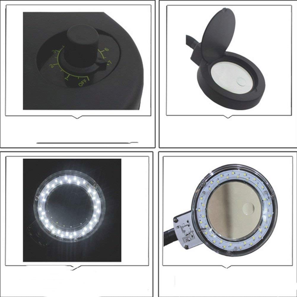 Lámpara de Escritorio con Lupa para Trabajos de Cerca, Lente iluminada Brillante, luz para Rompecabezas, Manualidades y Lectura para tareas de sobremesa, 5-10 aumentos, rotación de