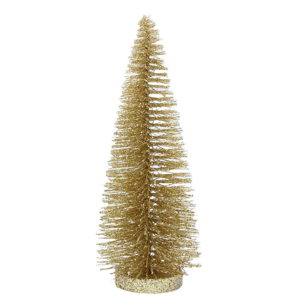 Gisela Graham Gold Christmas Decoration Glitter Bristle Tree Small