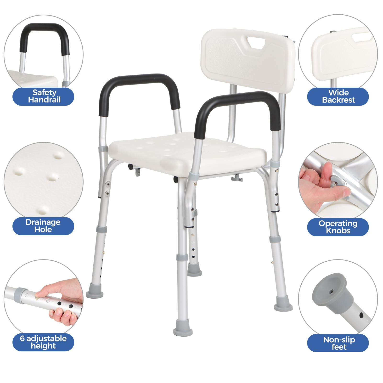 EZ2CARE Shower Chair, Bathroom Shower Stool, Non Slip Bath Seat, Adjustable Height Shower Seat - View #3
