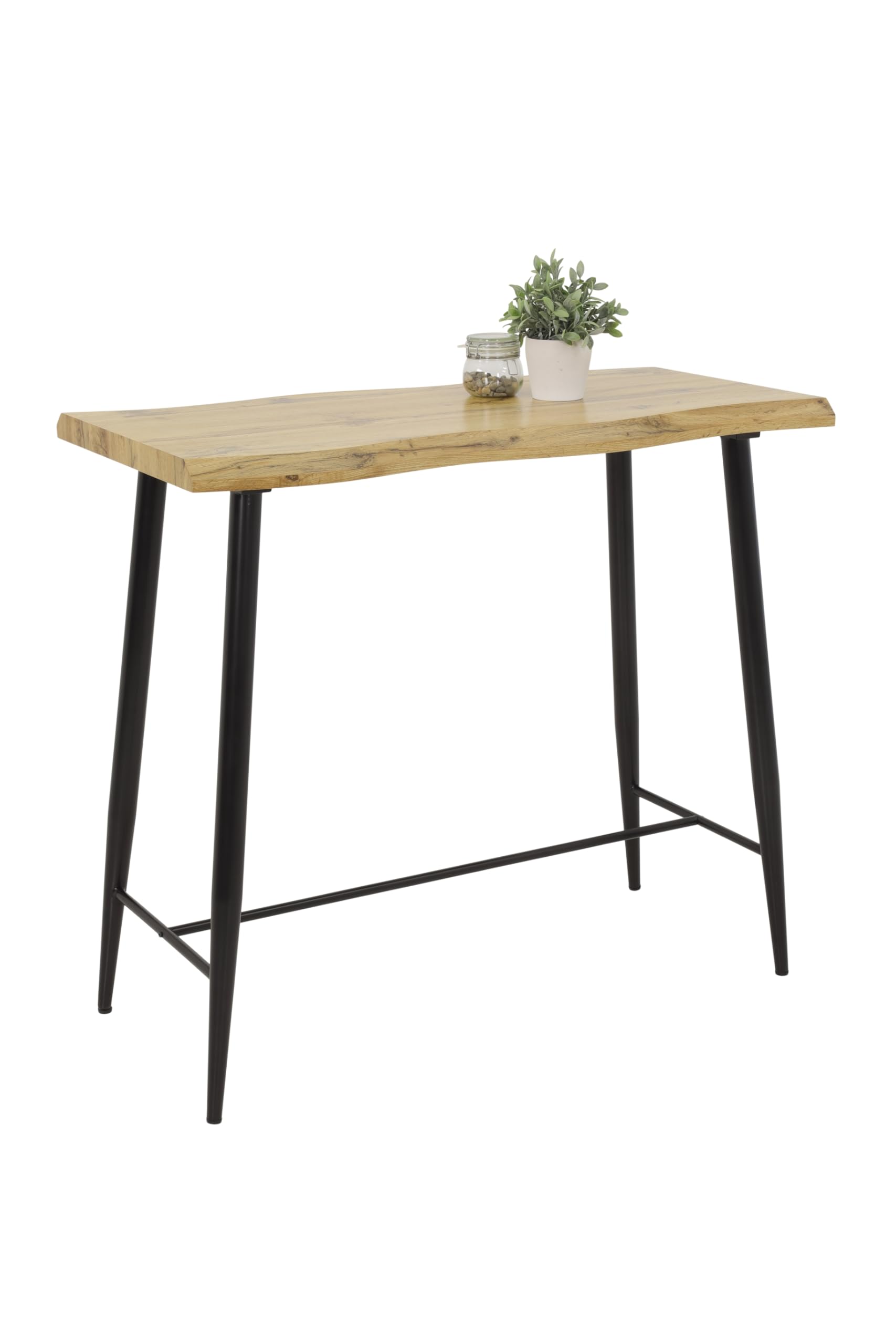 Hela Tische, Bartisch Bistotisch mit Baumkantenoptik Gabi, Dekor Wildeiche, Wabenplatte mit Melaminbeschichtung, Rundrohr-Metallgestell, 120x60cm