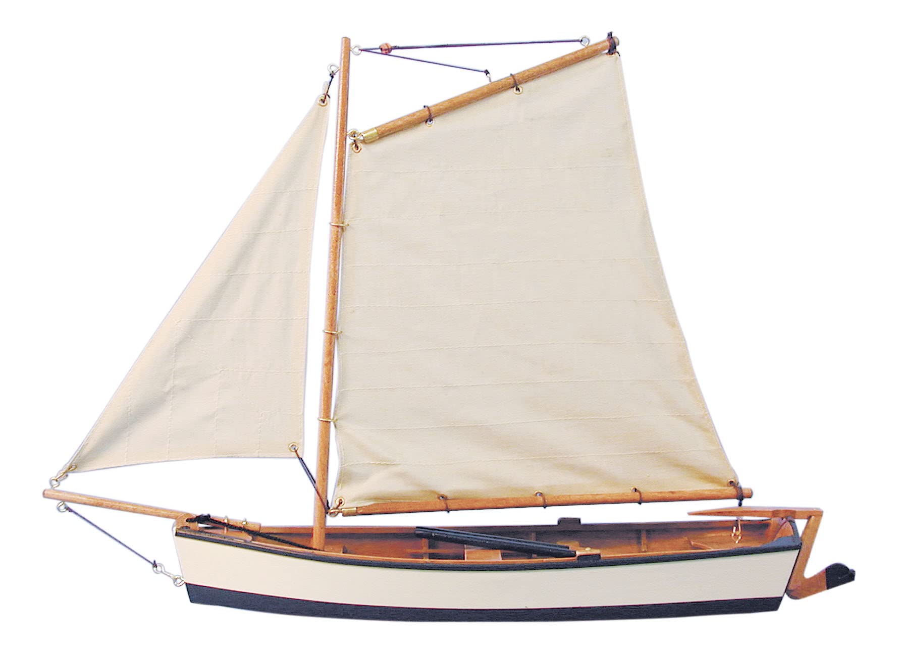 Birsppy Segelboot Modell Länge 45cm Höhe 40cm Schiff aus Holz mit Segel Ruder Riemen