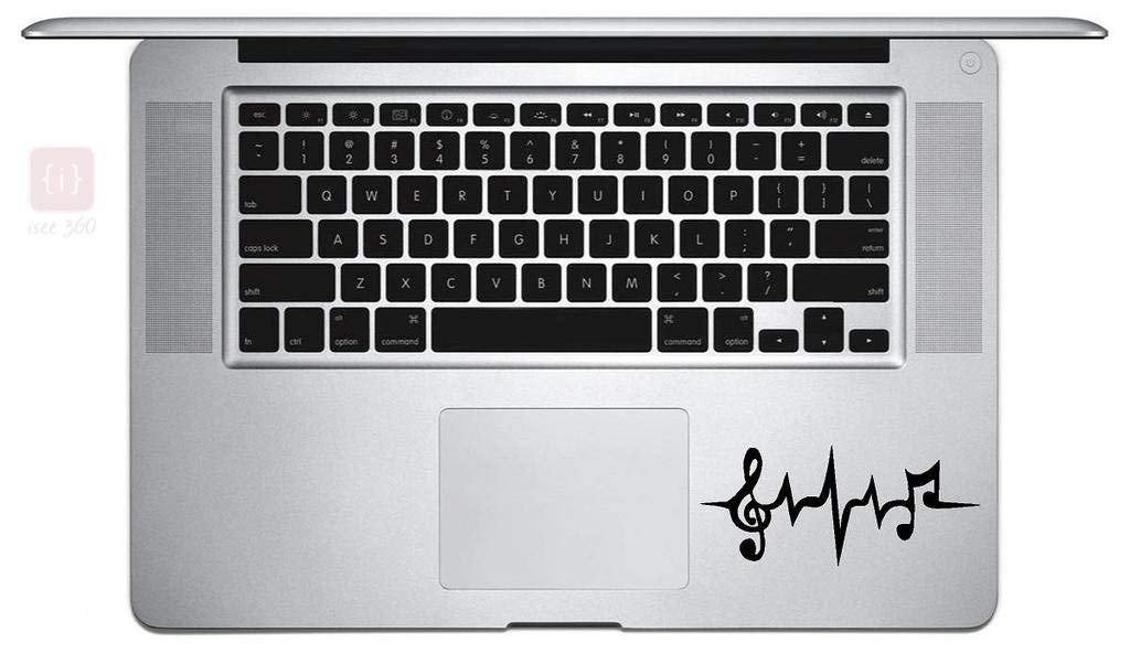 ISEE 360® Laptop Stickers 15.6,15,14 inch Music line Heart Vinyl Decals (Black) L x H 8.5 x 3.5 cm