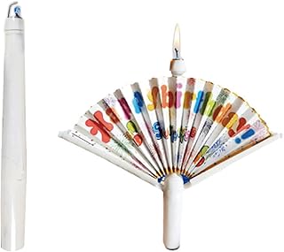 Paper Fans Birthday Candle,Surprise Flabellum Music Clown Birthday Candle,Magic Trick Relighting Funny Baby Kids Children Happy Birthday Candle Ornament,Party Supplies,Cake Decoration