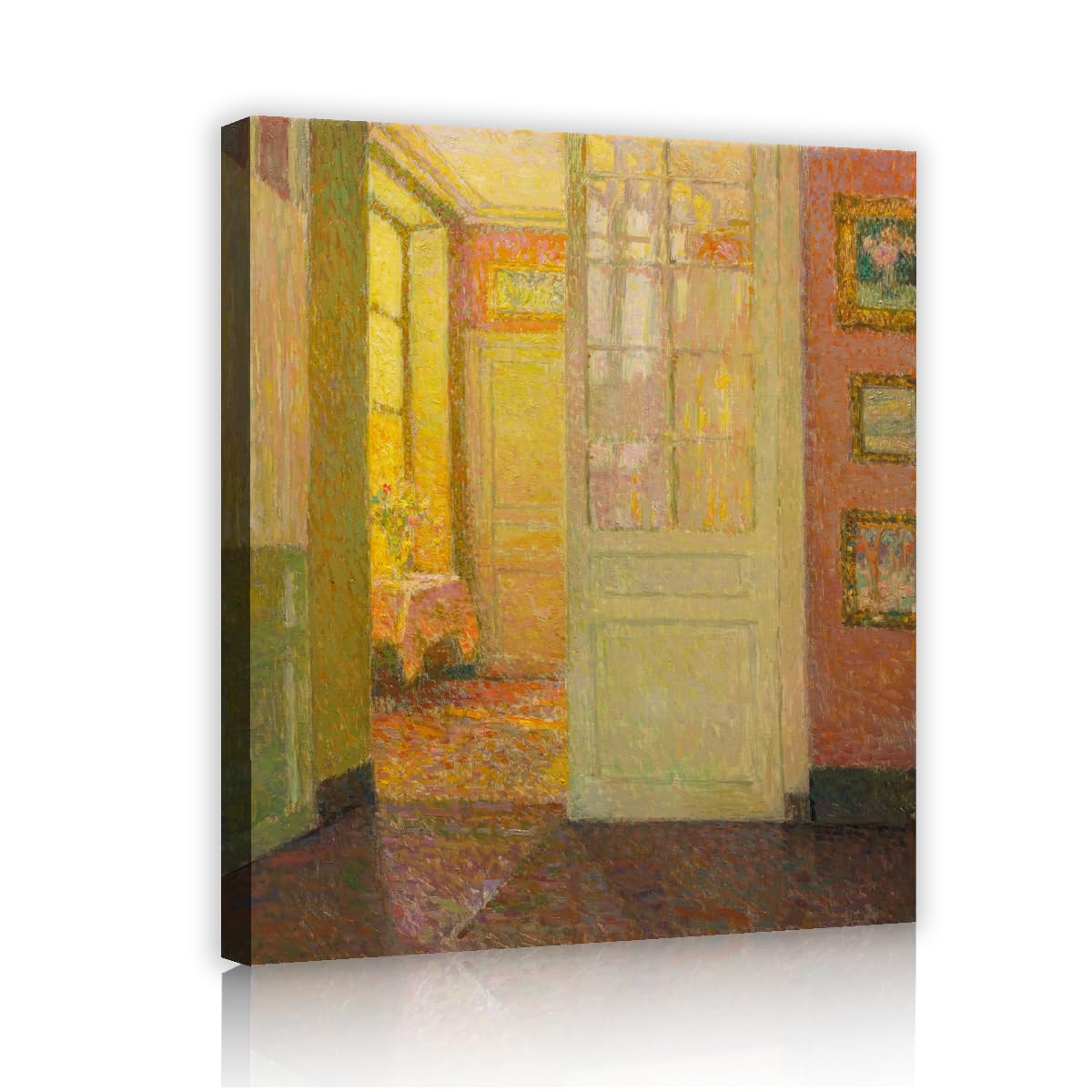 TOANGWALL Henri Le Sidaner Interior Light From The Window Canvas Wall Art Reception Room Intimist Sunshine Door Framed Prints for Gallery Decor 40x50cm