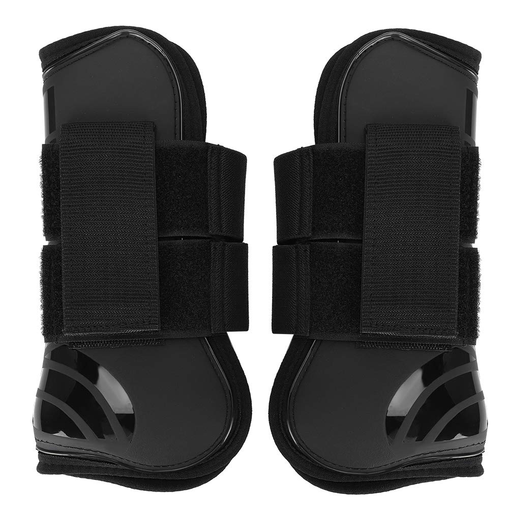 Pilipane 2 Pair Elastic Horse Boot Thicken PU Front Hind Boots Legs Protector for Training Jumping (L 3.2cm / 1.3in)