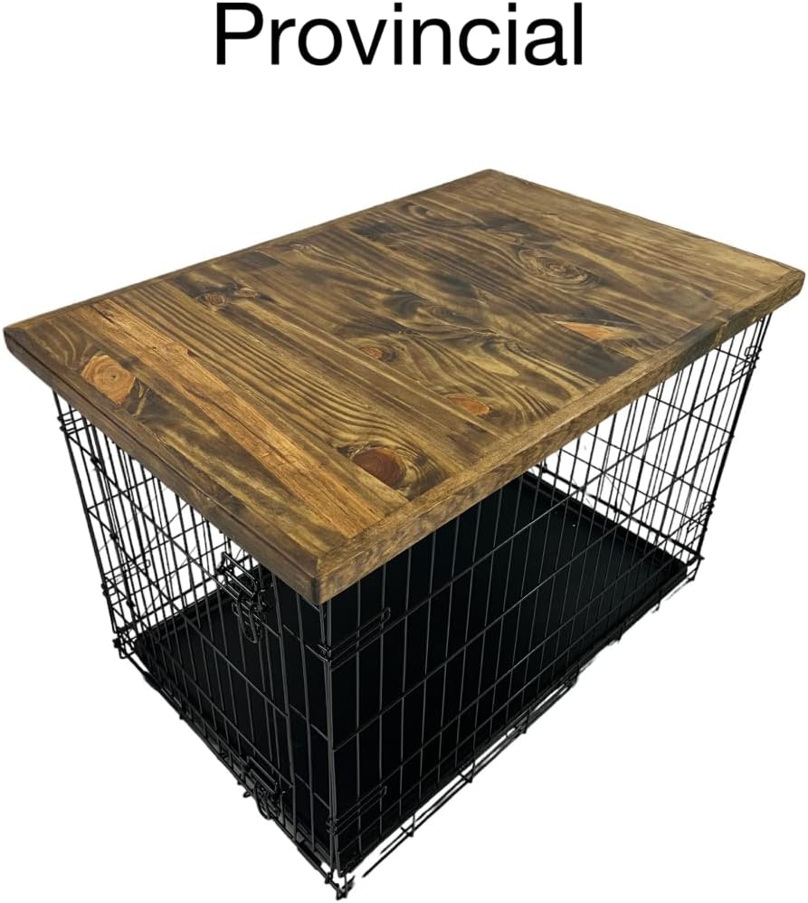 Handmade Wood kennel topper with safety lip, crate topper, Provincial stain, (29 x 42)