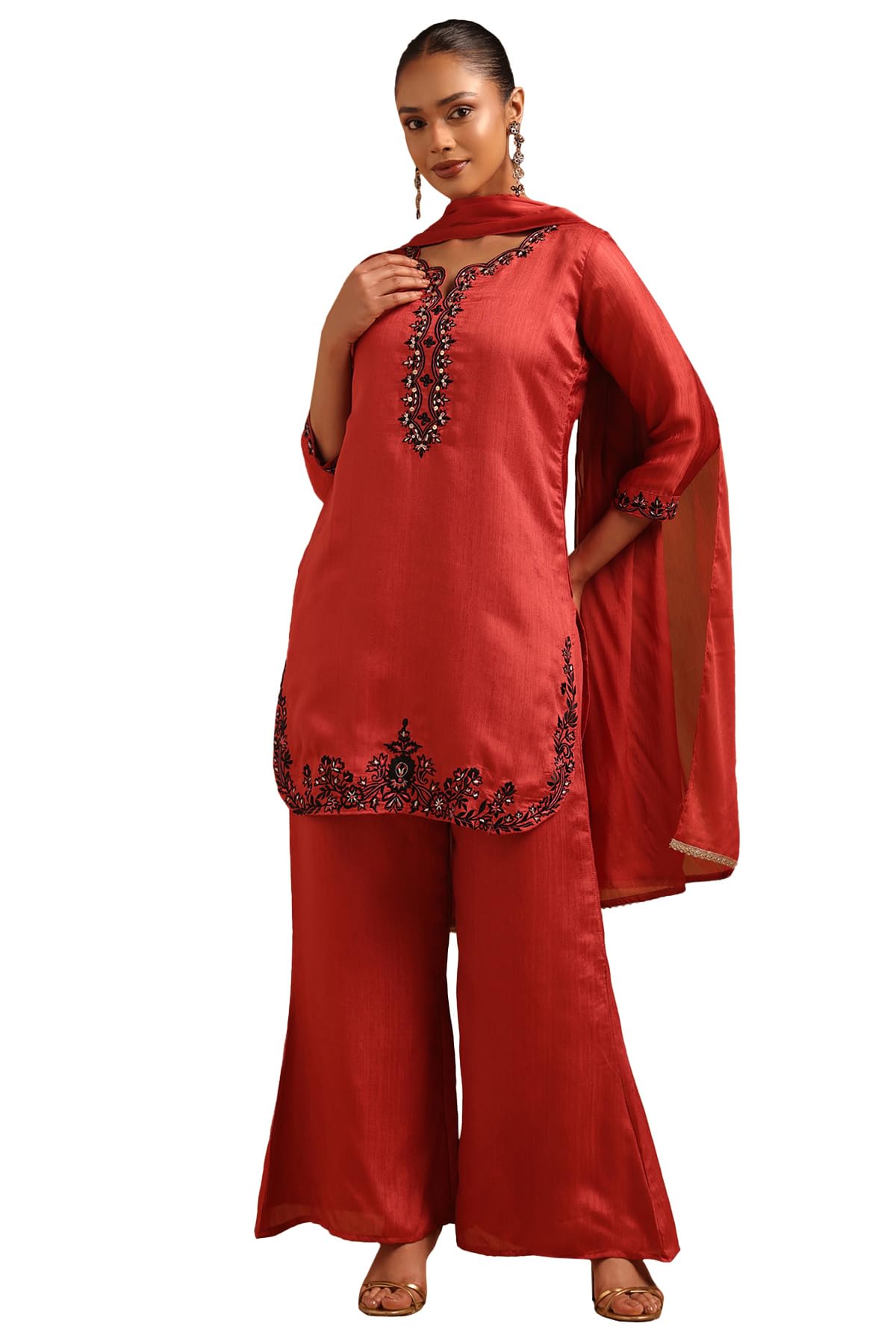soch Womens Dupion Floral Salwar Suit With Machine Embroidery and Sequin Details-picture-26