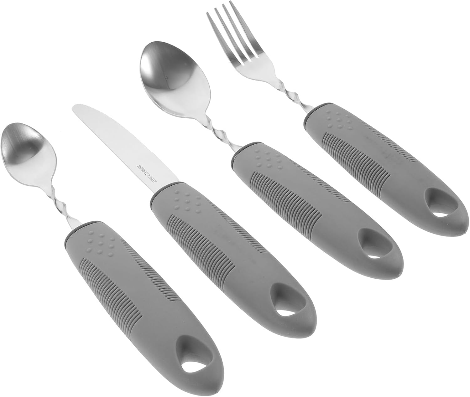 Elderly Adaptive Utensils Set with Non Slip Handles Stainless Steel