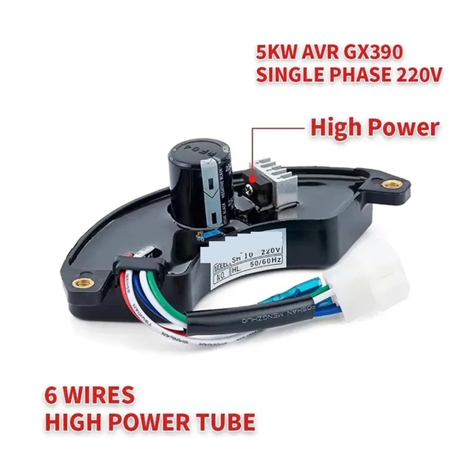 Generador de gasolina monofásico AVR de 3 kW, 5 kW y 7,5 kW, regulador de voltaje automático, estabilizador y control de piezas.