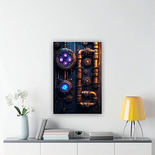 Miniatura 6 de XAHOR Retro Futuristic Steampunk Wall Art  Cyberpunk Gears And Neon Lights Print  Unique Home Decor Canvas Poster Wall Art Bedroom Decor Office Room